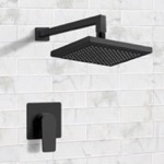 Remer SS41 Matte Black Shower Faucet Set with 8 Inch Rain Shower Head